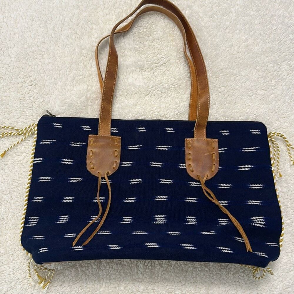 Noonday Collection Aventura Woven and Leather Tote Bag - Picture 2 of 13